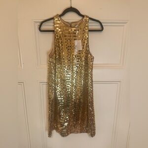 ✨ NWT Trina Turk Gold Sequin Shift Dress ✨